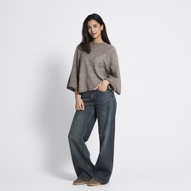 Wide sleeve knit tee "Perla" Dk Beige